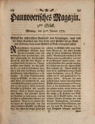 Hannoverisches Magazin (Hannoversche Anzeigen) Montag 30. Januar 1775