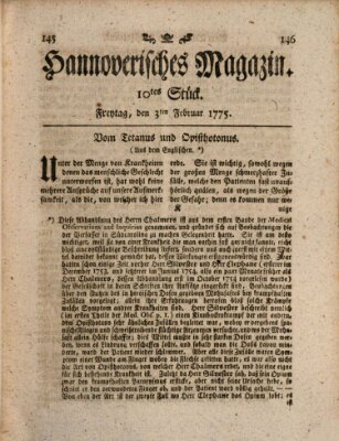 Hannoverisches Magazin (Hannoversche Anzeigen) Freitag 3. Februar 1775