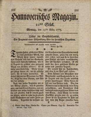 Hannoverisches Magazin (Hannoversche Anzeigen) Montag 13. März 1775