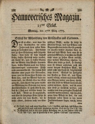 Hannoverisches Magazin (Hannoversche Anzeigen) Montag 27. März 1775