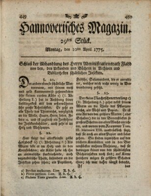 Hannoverisches Magazin (Hannoversche Anzeigen) Montag 10. April 1775