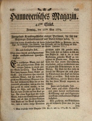 Hannoverisches Magazin (Hannoversche Anzeigen) Freitag 26. Mai 1775