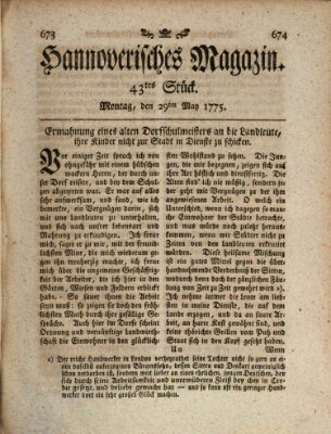 Hannoverisches Magazin (Hannoversche Anzeigen) Montag 29. Mai 1775