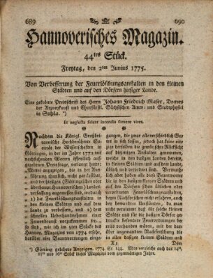 Hannoverisches Magazin (Hannoversche Anzeigen) Freitag 2. Juni 1775