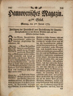 Hannoverisches Magazin (Hannoversche Anzeigen) Montag 5. Juni 1775