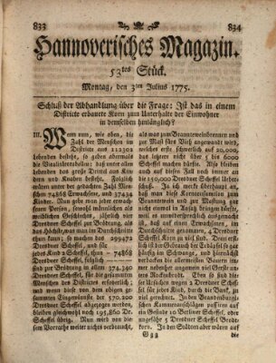 Hannoverisches Magazin (Hannoversche Anzeigen) Montag 3. Juli 1775