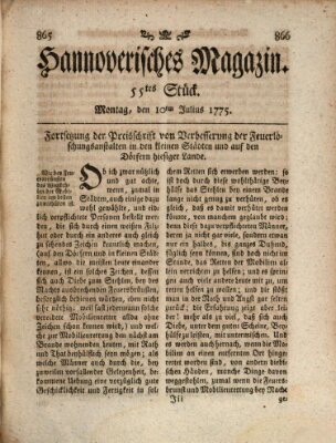 Hannoverisches Magazin (Hannoversche Anzeigen) Montag 10. Juli 1775