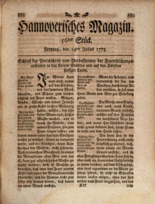 Hannoverisches Magazin (Hannoversche Anzeigen) Freitag 14. Juli 1775