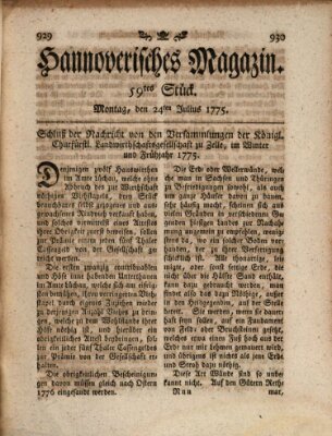 Hannoverisches Magazin (Hannoversche Anzeigen) Montag 24. Juli 1775