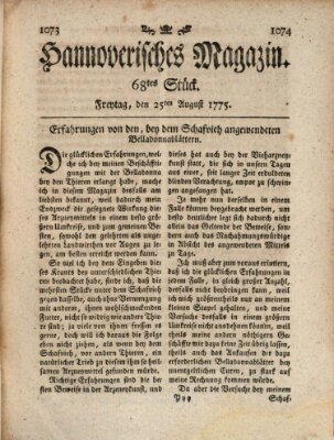 Hannoverisches Magazin (Hannoversche Anzeigen) Freitag 25. August 1775