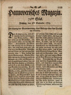 Hannoverisches Magazin (Hannoversche Anzeigen) Freitag 8. September 1775