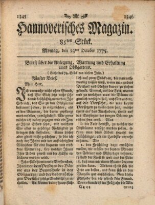 Hannoverisches Magazin (Hannoversche Anzeigen) Montag 23. Oktober 1775