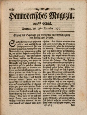 Hannoverisches Magazin (Hannoversche Anzeigen) Freitag 15. Dezember 1775