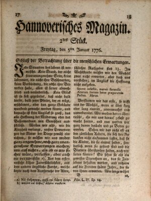 Hannoverisches Magazin (Hannoversche Anzeigen) Freitag 5. Januar 1776