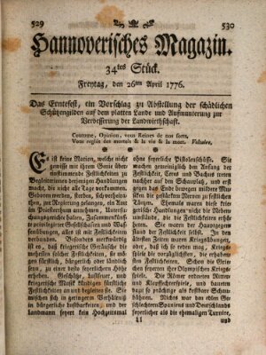 Hannoverisches Magazin (Hannoversche Anzeigen) Freitag 26. April 1776