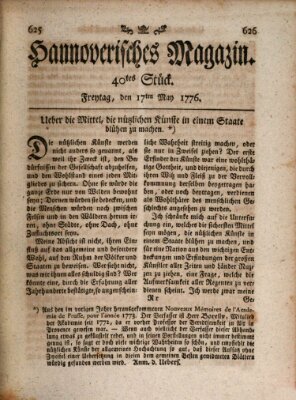 Hannoverisches Magazin (Hannoversche Anzeigen) Freitag 17. Mai 1776