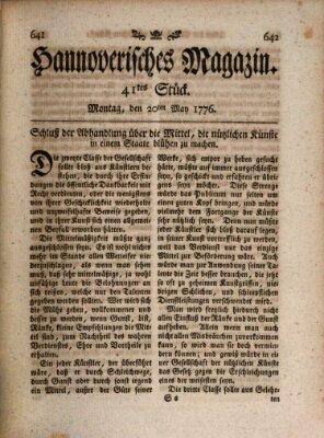 Hannoverisches Magazin (Hannoversche Anzeigen) Montag 20. Mai 1776