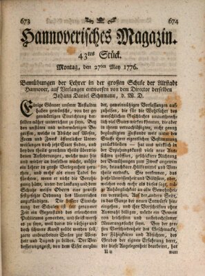 Hannoverisches Magazin (Hannoversche Anzeigen) Montag 27. Mai 1776