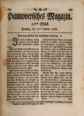 Hannoverisches Magazin (Hannoversche Anzeigen) Freitag 21. Juni 1776