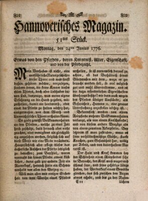 Hannoverisches Magazin (Hannoversche Anzeigen) Montag 24. Juni 1776