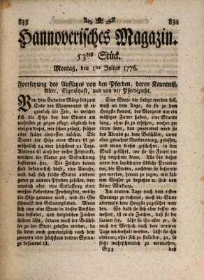 Hannoverisches Magazin (Hannoversche Anzeigen) Montag 1. Juli 1776