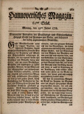 Hannoverisches Magazin (Hannoversche Anzeigen) Montag 29. Juli 1776