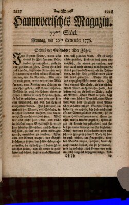 Hannoverisches Magazin (Hannoversche Anzeigen) Montag 23. September 1776