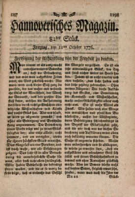 Hannoverisches Magazin (Hannoversche Anzeigen) Freitag 11. Oktober 1776