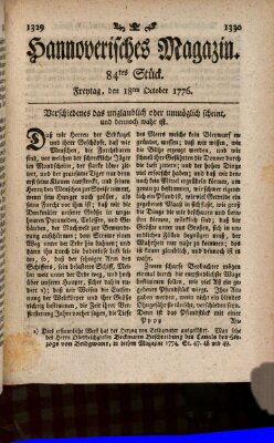 Hannoverisches Magazin (Hannoversche Anzeigen) Freitag 18. Oktober 1776