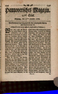 Hannoverisches Magazin (Hannoversche Anzeigen) Montag 21. Oktober 1776