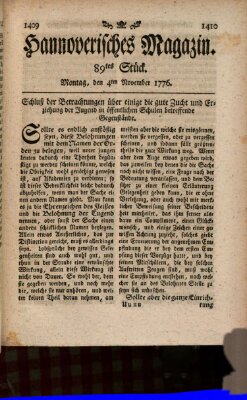 Hannoverisches Magazin (Hannoversche Anzeigen) Montag 4. November 1776