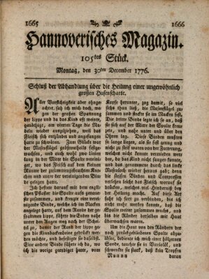 Hannoverisches Magazin (Hannoversche Anzeigen) Montag 30. Dezember 1776