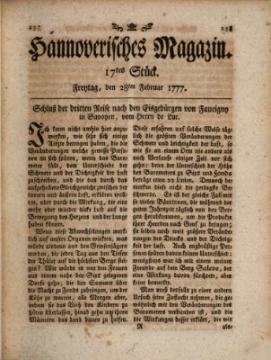 Hannoverisches Magazin (Hannoversche Anzeigen) Freitag 28. Februar 1777