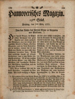 Hannoverisches Magazin (Hannoversche Anzeigen) Friday 7. March 1777