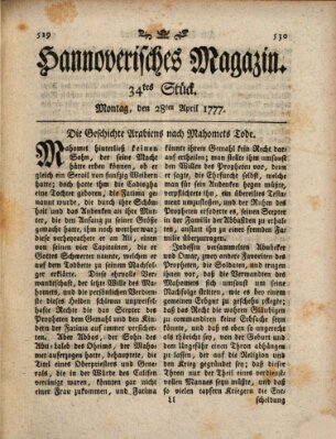 Hannoverisches Magazin (Hannoversche Anzeigen) Montag 28. April 1777