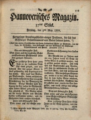 Hannoverisches Magazin (Hannoversche Anzeigen) Freitag 9. Mai 1777