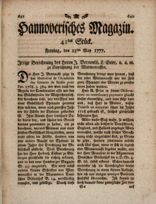 Hannoverisches Magazin (Hannoversche Anzeigen) Freitag 23. Mai 1777