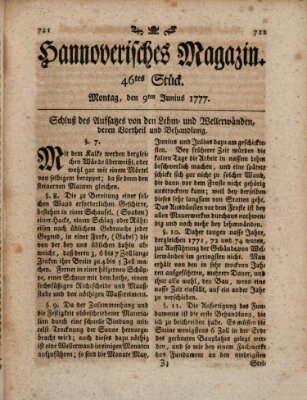 Hannoverisches Magazin (Hannoversche Anzeigen) Montag 9. Juni 1777