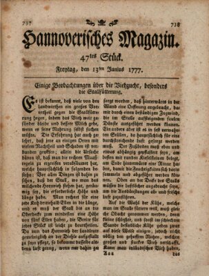 Hannoverisches Magazin (Hannoversche Anzeigen) Friday 13. June 1777