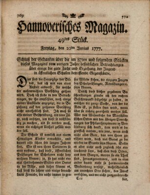 Hannoverisches Magazin (Hannoversche Anzeigen) Freitag 20. Juni 1777