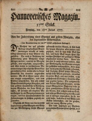 Hannoverisches Magazin (Hannoversche Anzeigen) Freitag 18. Juli 1777