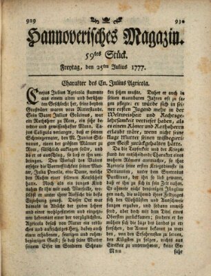 Hannoverisches Magazin (Hannoversche Anzeigen) Friday 25. July 1777