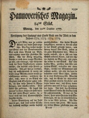 Hannoverisches Magazin (Hannoversche Anzeigen) Montag 20. Oktober 1777