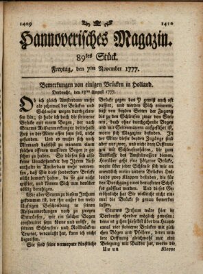 Hannoverisches Magazin (Hannoversche Anzeigen) Freitag 7. November 1777