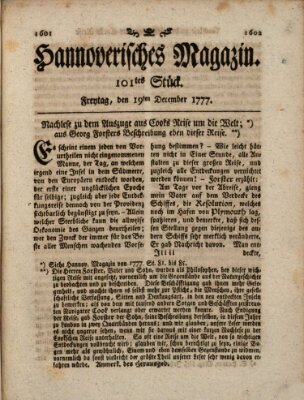 Hannoverisches Magazin (Hannoversche Anzeigen) Freitag 19. Dezember 1777