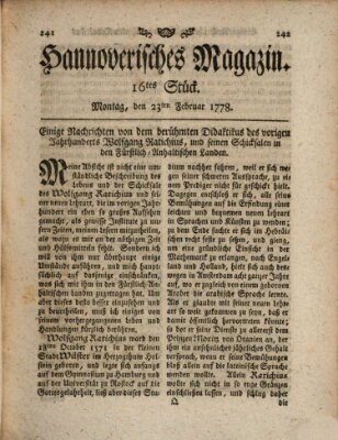 Hannoverisches Magazin (Hannoversche Anzeigen) Montag 23. Februar 1778