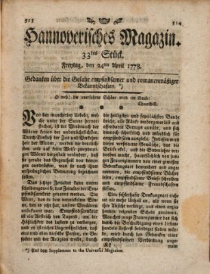 Hannoverisches Magazin (Hannoversche Anzeigen) Freitag 24. April 1778