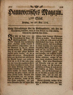 Hannoverisches Magazin (Hannoversche Anzeigen) Freitag 8. Mai 1778