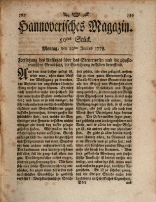 Hannoverisches Magazin (Hannoversche Anzeigen) Montag 22. Juni 1778