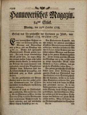 Hannoverisches Magazin (Hannoversche Anzeigen) Montag 19. Oktober 1778